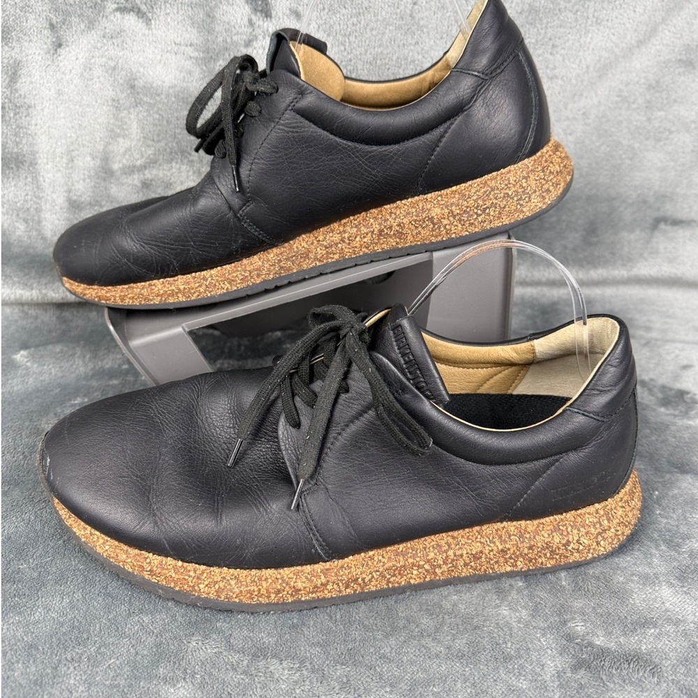 Birkenstock‎ Lace Up Leather Shoes Oxfords Cork Sole Black Mens - Picture 7 of 10